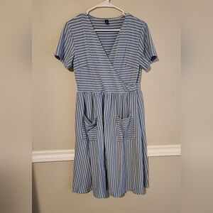Blue Striped T-Shirt  Women's Dress